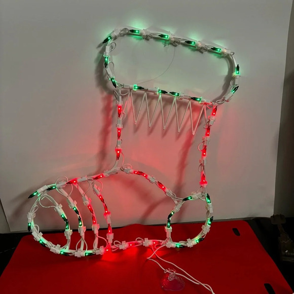 Light Up Christmas Stocking Silhouette - Red and Green 50 Lights 15” - Picture 5 of 7